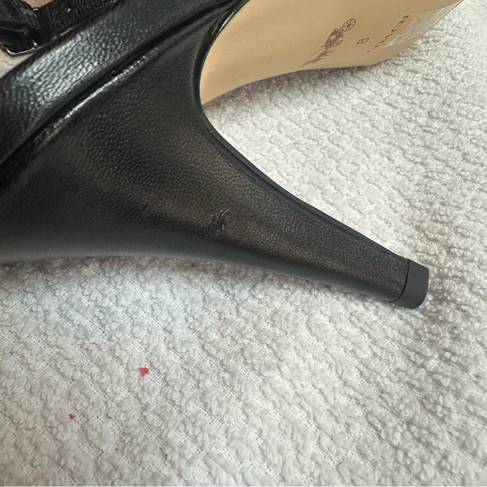 NWOT Coach Black sling back Heels with Silver Chain Accent - Picture 13 of 13